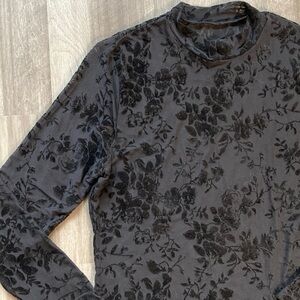 NWT Burnout Velvet floral Sheer stretch mesh Flocked Mockneck Whimsigoth Top XL